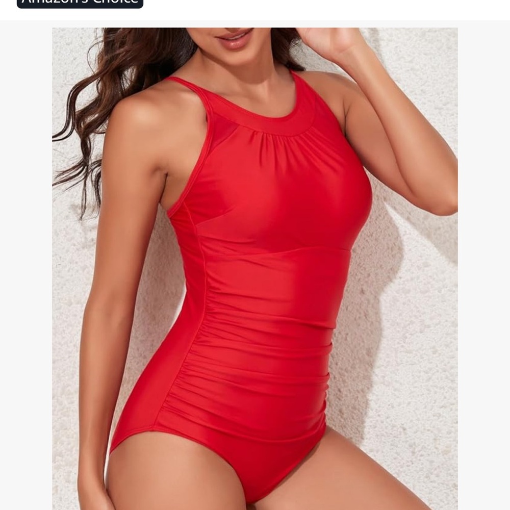 Elegant Large Red One-Piece Swimsuit